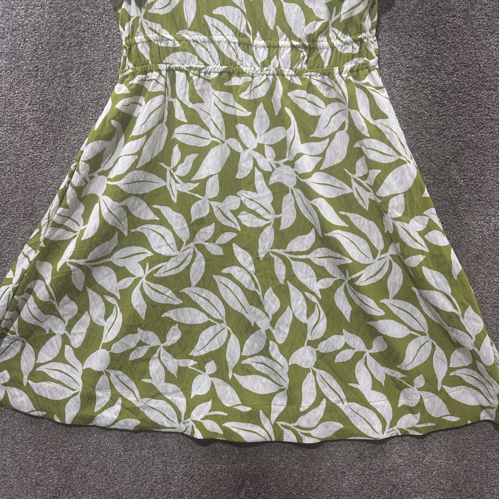 A New Day Mini Dress Women XS Green Floral Leaf Print Flutter Sleeve Sundress - Picture 8 of 12